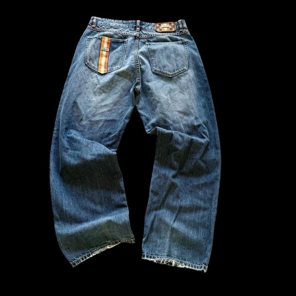Vintage Y2k Pelle Pelle Men's Straight Graphic Jeans Size 34x31.5 Orange Pocket
